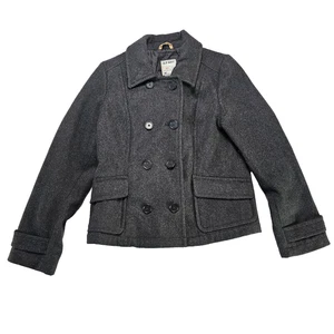 Old Navy Women’s Wool Blend Peacoat Jacket Gray Double Breasted Medium - Picture 1 of 8