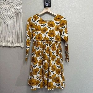 Pink Chicken Girls sz 12 yellow orange floral 3/4 sleeves dress - Picture 1 of 8