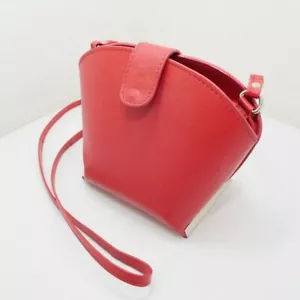 ASOS Mini Leather Pinch Side Cross Body Bag Red Cute directional exciting - Picture 1 of 9