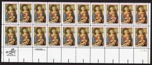 Scott #2107 Madonna (Lippi) Plate Block of 20 Stamps - MNH LR PC#3 - Picture 1 of 2