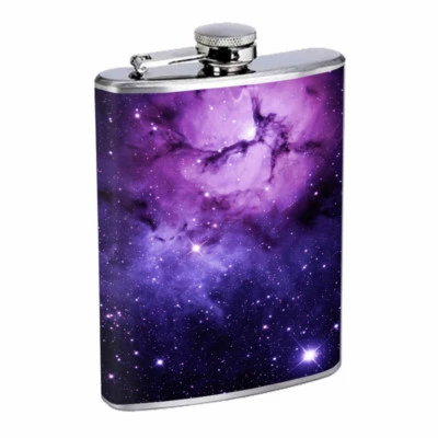 Purple Galaxy Em2 Flask 8oz Stainless Steel Hip Drinking Whiskey Foto 1 de 2