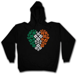 IRISH CLOVERLEAF HEART HOODED SWEATSHIRT HOODIE Cloverleaf Ireland Celten Celtic - Bild 1 von 2