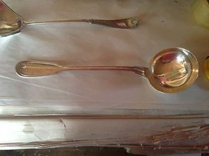 FILET 13 5/8" antique silver plated Christofle soup ladle,FIDDLE & THREAD,FRENCH - Picture 1 of 6