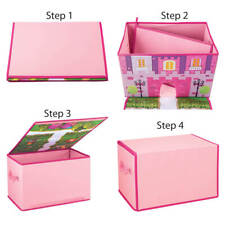 Foldover Toy Box with Play Mat, Pink Castle