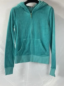 Juicy Couture velour zip-up hoodie WOMENS turquoise green SIZE S - Picture 1 of 6