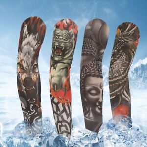 Tattoo Printed Arm Sleeves - Basketball Compression Warmers Riding Cuff Sleeve