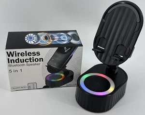 5-in-1 Wireless Induction Bluetooth Lautsprecher Telefon Halter RGB Licht Wiederaufladbar - Bild 1 von 9