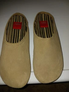 Mossimo Shoes Womens 9 Casual Mule Flats Comfort Beige Leather Slip On Round Toe - Picture 1 of 3