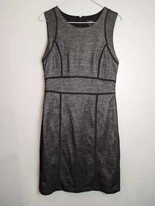 Abito Ann Taylor donna taglia 12 nero mini pied de poule senza maniche tubino carriera - Foto 1 di 14