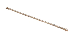 Gold Tone 7.5" Long Roman Tennis Bracelet With 46 Clear Stones - Picture 1 of 6