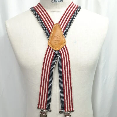 America's Choice Patriotic Suspenders No 110 4th of July American Flag w/Leather - Image 1 of 4
