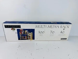 Vintage 1990s Fellowes Multimedia Rack Natural Pine Rack NOS - Picture 1 of 2