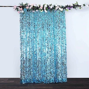 TURQUOISE 8x8 ft Big Payette Sequined BACKDROP CURTAIN Wedding Decorations - Picture 1 of 7