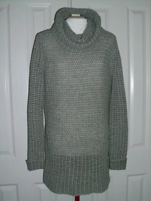 ALLUDE WOMEN'S CASHMERE SWEATER DRESS or TUNIC COWL NECK GRAY SIZE LARGE - Imagem 1 de 4