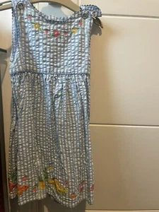 Jojo Maman Bebe Blue Check Dinosaur Dress Size 4-5 Years - Picture 1 of 7