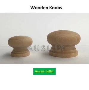 Wooden Knobs 28 35 38mm Timber Kitchen Cabinet Pull Round Mushroom Handle Raw - Picture 1 of 5