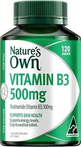 Nature's Own Vitamin B3 500mg 120 Tablets Skin Health Energy Levels Natures - Picture 1 of 16