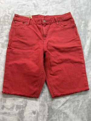 Polo Ralph Lauren Meninas Juvenis Tamanho 18 Vermelho Denim Corte Shorts Verão Praia Brincar - Imagem 1 de 4