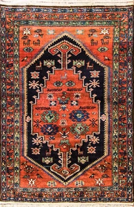 Magnífica alfombra antigua Azerbaiyán Heriz de 4' x 6', tribal, #17078 - Imagen 1 de 9
