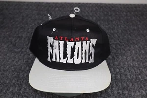 Atlanta Falcons Hat Cap Universal Industries Snap Back Black Silver Bill Damage - Picture 1 of 12
