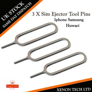 3 X Sim Ejector Card Removal Tray Pin Opener Tool For iPhone 6,6s 7 8 X Samsung - Picture 1 of 1