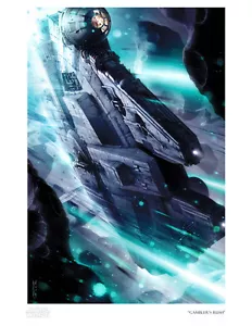 Millennium Falcon Campo Asteroidi Star Wars Interpretativo Belle Arti Giclée su Carta - Foto 1 di 1