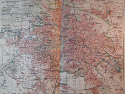 1905 Berlim Alemanha Metropolitana Mapa Geográfico Vintage 11,5" X 9,5 C21 - Imagem 1 de 3