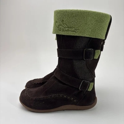 Botas Salomon de gamuza rubí con ribete de fieltro de lana para mujer talla 6 marrón/verde Foto 1 de 4