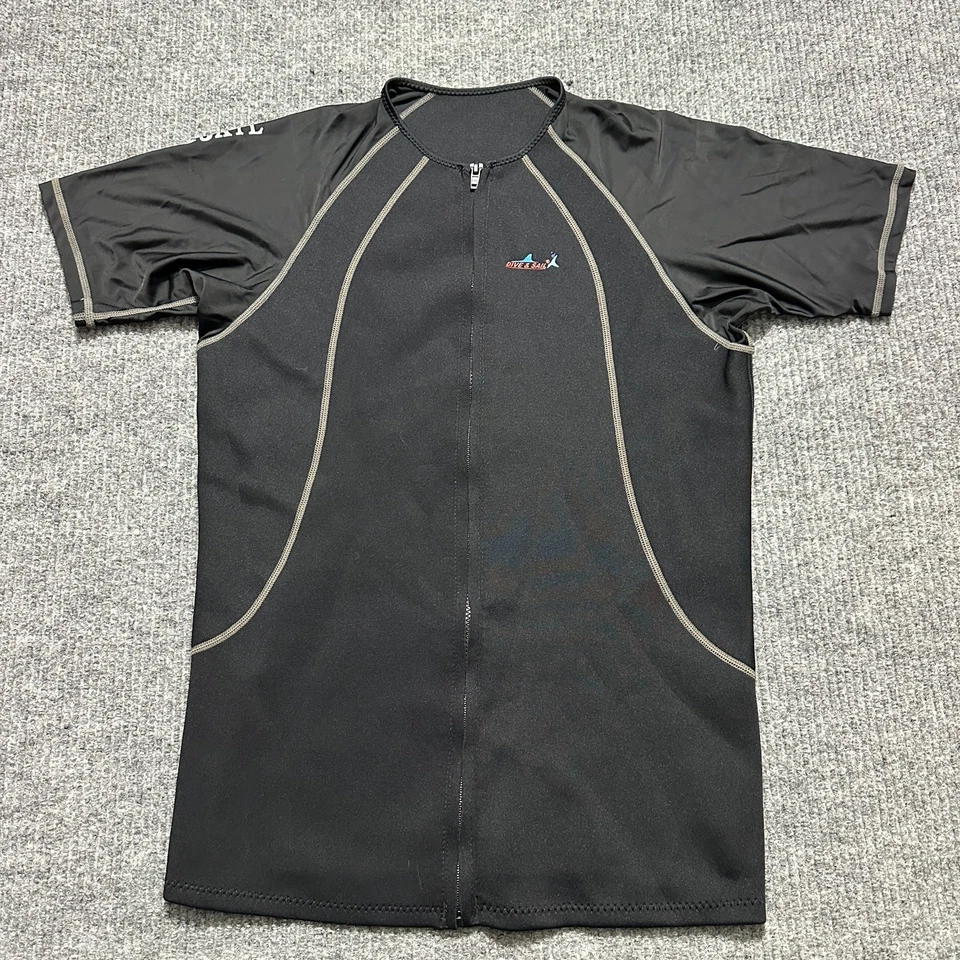 Dive & Sail Mens Rash Guard Shirt Size 2XL Black Short Sleeve Zip Swim Surf Top - Image 1 of 4