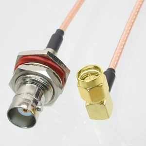BNC Male Adapter Cable with Nut Bulkhead for SMA Right Angle Female Connectors - Afbeelding 1 van 5
