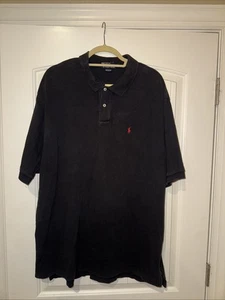 Polo Ralph Lauren Polo Shirt Men's XXL Black Short Sleeve Red Pony Logo - Foto 1 di 3
