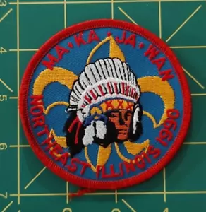 MA-KA-JA-WAN Northeast Illinois 1990 Indian Chief Vintage Boy Scout BSA Patch - Picture 1 of 3