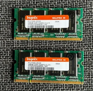 Hynix 2 x 256MB SO-DIMM 333 MHz PC2700S-25330 DDR Laptop Memory RAM 200-PIN - Picture 1 of 2