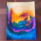 Original Abstract Art on Paper ~ Cheerful Bright Colorful Home Decor Acrylic #53