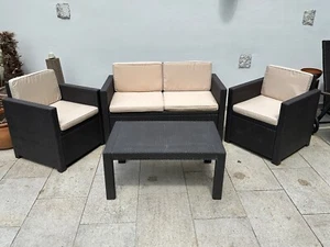 Allibert Loungeset mit Tisch dunkelbraun - Rattanoptik, wetterfest - Bild 1 von 1