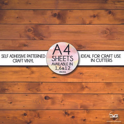 CONCEPT GRAPHICS Wood Grain Pattern Self Adhesive A4 Vinyl Craft Sticker Sheets For Cricut Cameo