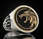 the Witcher Ring Wolf Head Witcher Claw Silver Gold Gothic Men Ring Punk