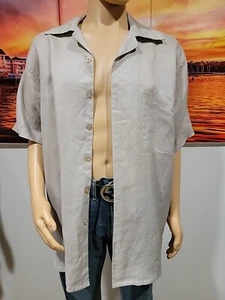 Daniel Ellissa 100% Linen Gray Signed Buttons Up Men's Shirt Short Sleeve #W4 - Picture 1 of 9
