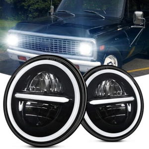 2x DOT 7\"inch Round LED Headlights High&Low Beam For Chevy C10 C20 Pickup Truck - Picture 1 of 14
