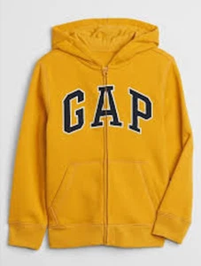 Gap Jungen gelb Langarm durchgehender Reißverschluss Logo Hoodie Pullover Größe SMALL - Bild 1 von 1