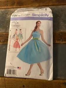 Simplicity 1950s Vintage Misses/Petite Dress & Belt Sewing Pattern US 14-22 1194 - Picture 1 of 2