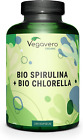 BIO SPIRULINA CHLORELLA Vegavero® | 2000 Mg Pulver | BIO-QUALITÄT | 240 Kapseln
