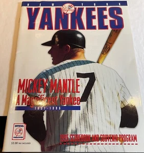 1995 NY Yankees Souvenir Program MICKEY MANTLE Cover W/1 Ticket Stub CA. Angels - Picture 1 of 2