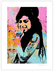"Impresión de bellas artes AMY WINEHOUSE 18x24"" firmada a mano por el artista Stephen Chambers" - Imagen 1 de 1