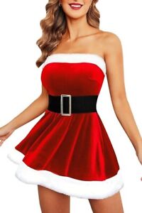 Avidlove Christmas Mini Dress Santa Clause Outfit with Belt, Size: Small