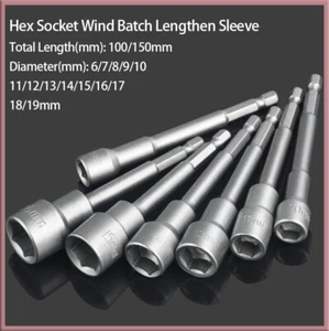 Hex Socket Wind Batch Sleeve Drill Bits Adapter Drill Bit Lengthen Dia 6mm~19mm - Picture 1 of 12