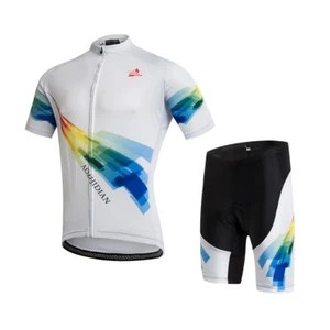 Men's Cycling Set Full Zip Cycle Jersey Shirt & Bike Padded Shorts Coolmax Kit - Picture 1 of 11