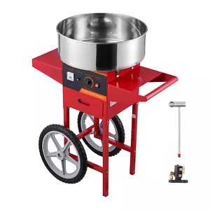 Commercial Cotton Candy Machine with Cart Sugar Floss Maker 1000W Red - Picture 1 of 12