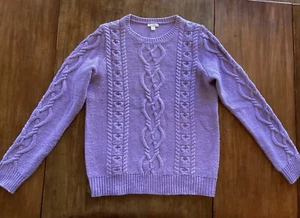 Suéter para mujer Gap tejido con cable cuello redondo lila púrpura talla mediana - Imagen 1 de 10