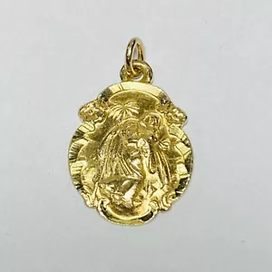 10K Yellow Gold Chapel Saint Christopher Protect Us 16mm Pendant Charm 2.2g - Picture 1 of 8